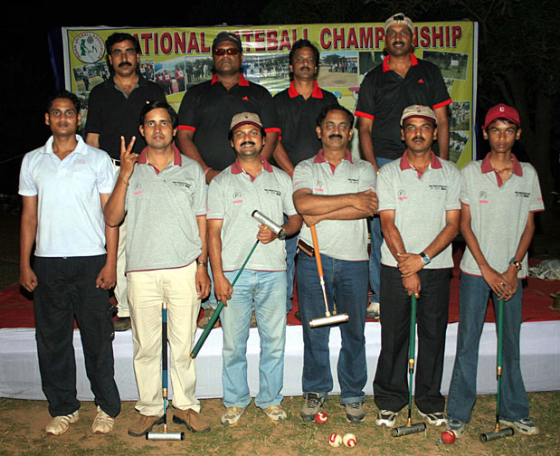 Members of Orissa A and B teams at the National Gateball Championship in Bhubaneswar on Jan 24, 2009..