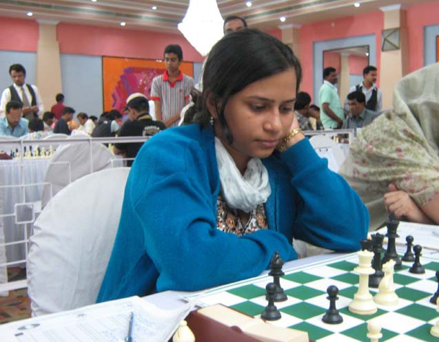 Orissa chess player <b>Aparajita Gochhikar</b> during SCS International Open GM Chess tournament in Bhubaneswar on June 10, 2009